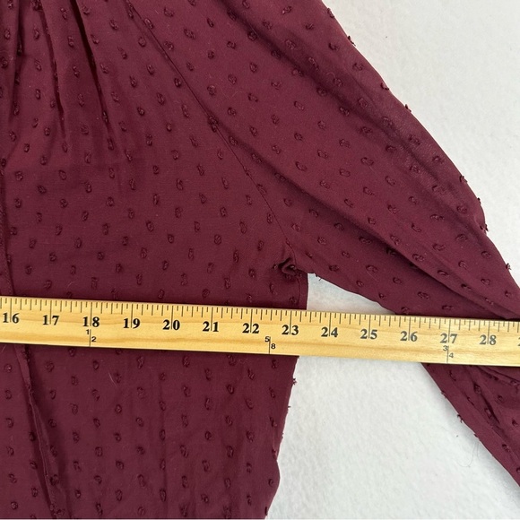 H&M Chiffon Clip Dot V Neck Long Sleeve Blouse SIZE 8 Red - Picture 5 of 9